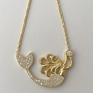 🧜‍♀️Mermaid 925 silver cz necklace 18k yellow gold plated